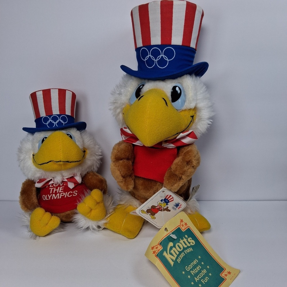 Vtg 1984 LA Olympics Sam the Eagle Plush Lot - Wallace Berrie Applause Knotts